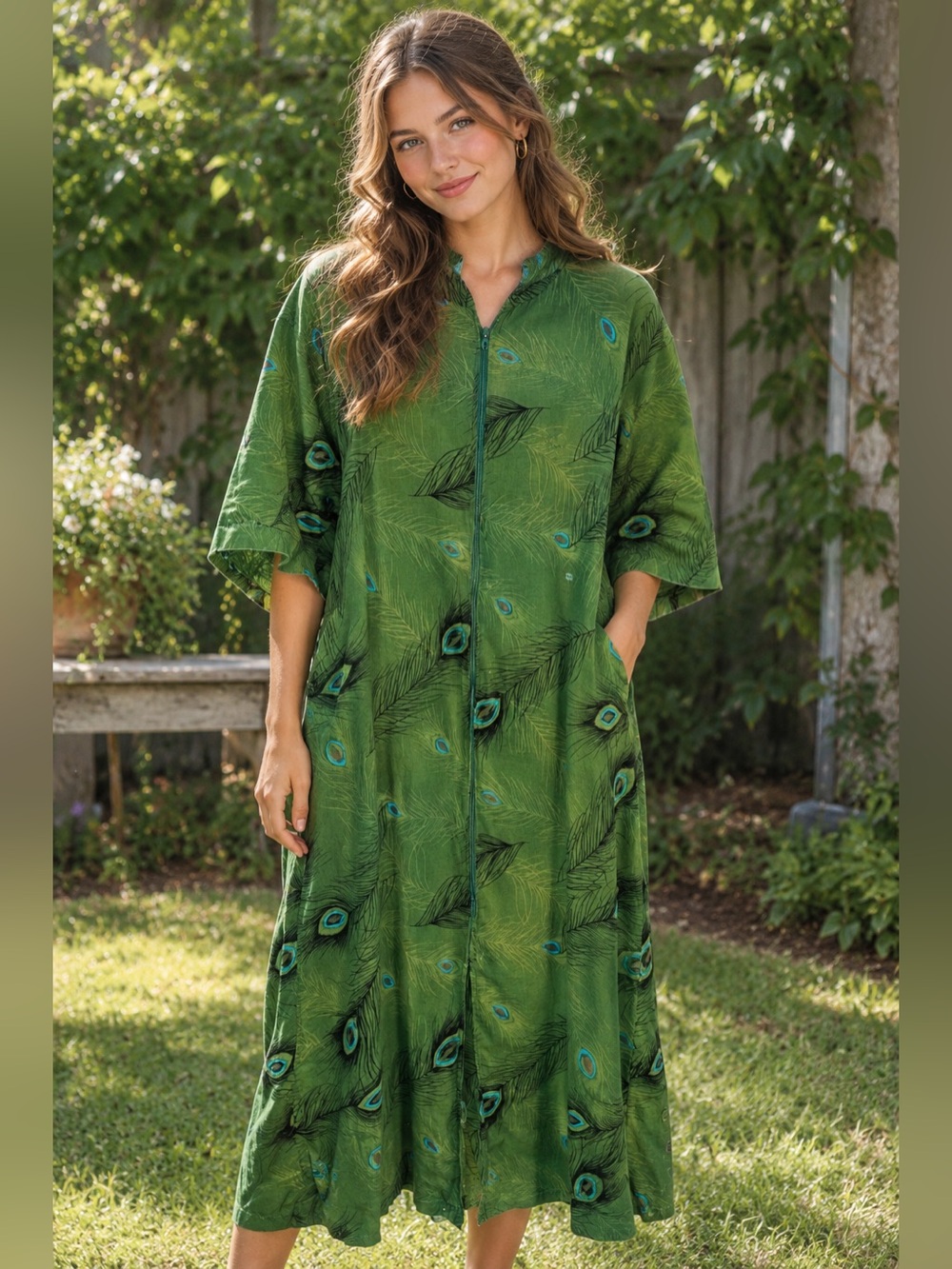 Vintage Cabernet Peacock Dress mumu